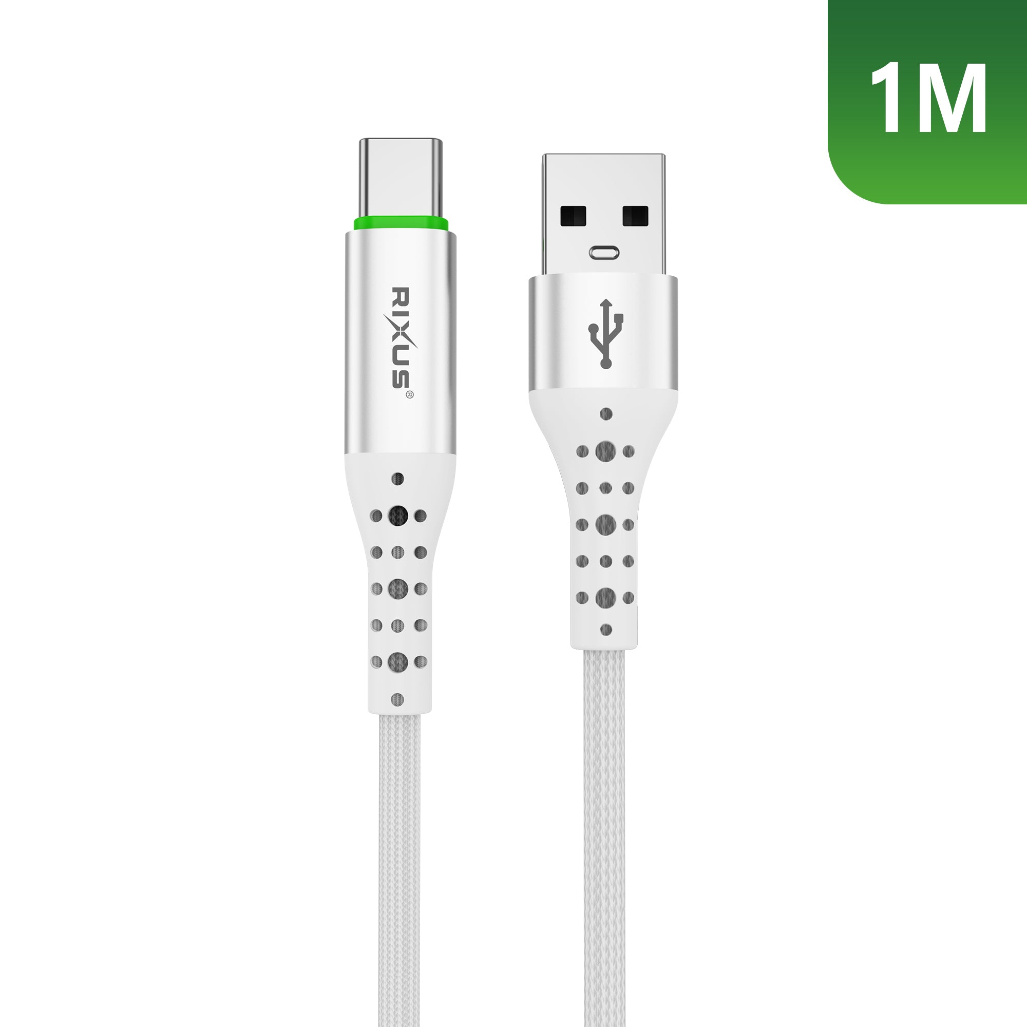 Rixus RXUC21AC Auto Disconnect USB-A To USB-C Cable White