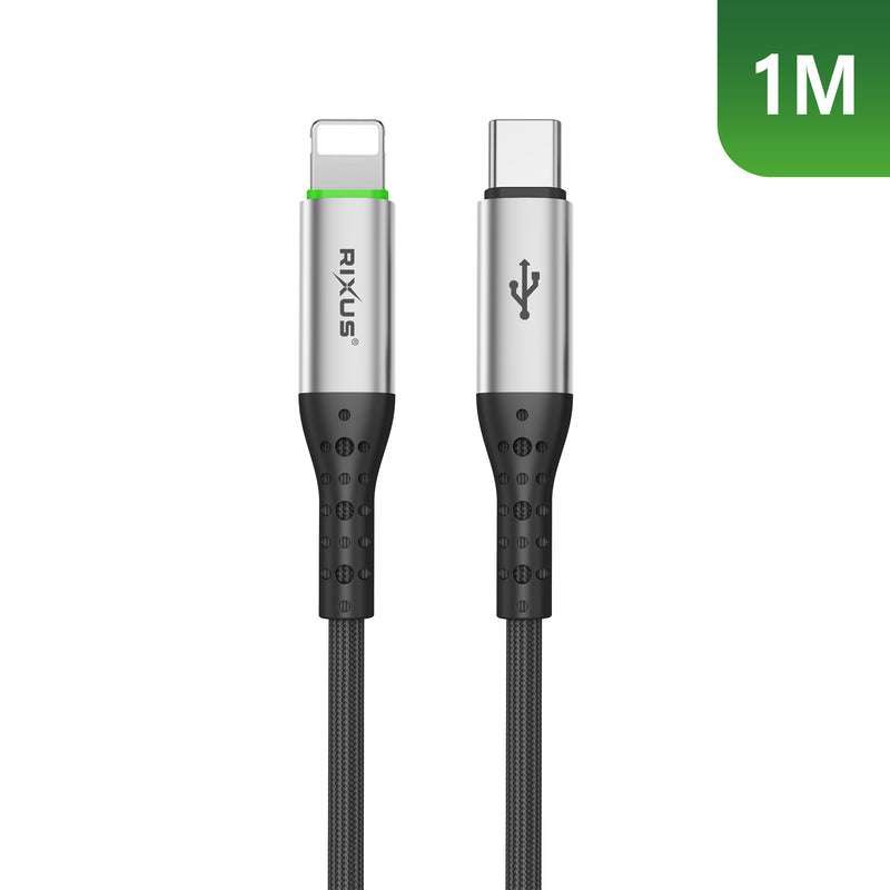 Rixus RXUC22L Auto Disconnect USB-C To Lightning Cable Black