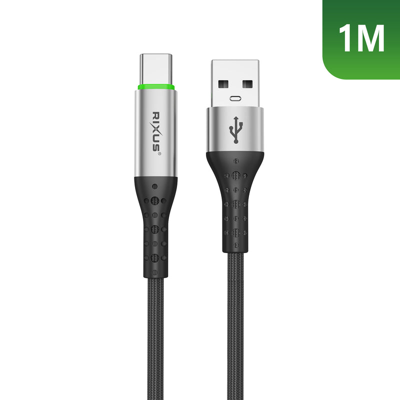 Rixus RXUC22AC Auto Disconnect USB-A To USB-C Cable Black