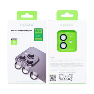 Rixus Metal Shield Camera Tempered Glass For Apple iPhone 12, 12 Mini Blue