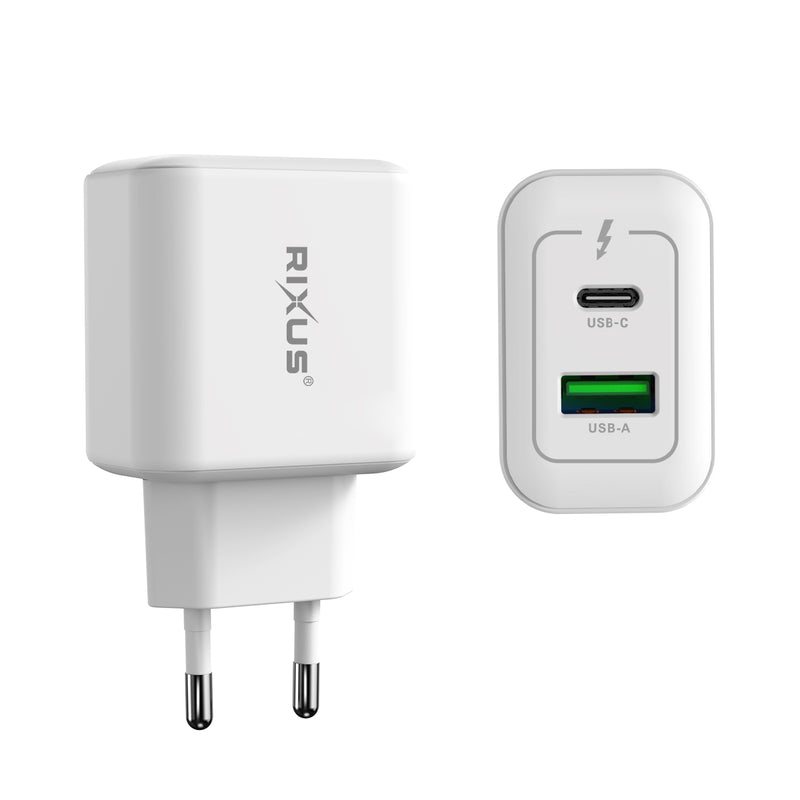 Rixus RXHC20 USB-C, USB-A Power Adapter 20W White