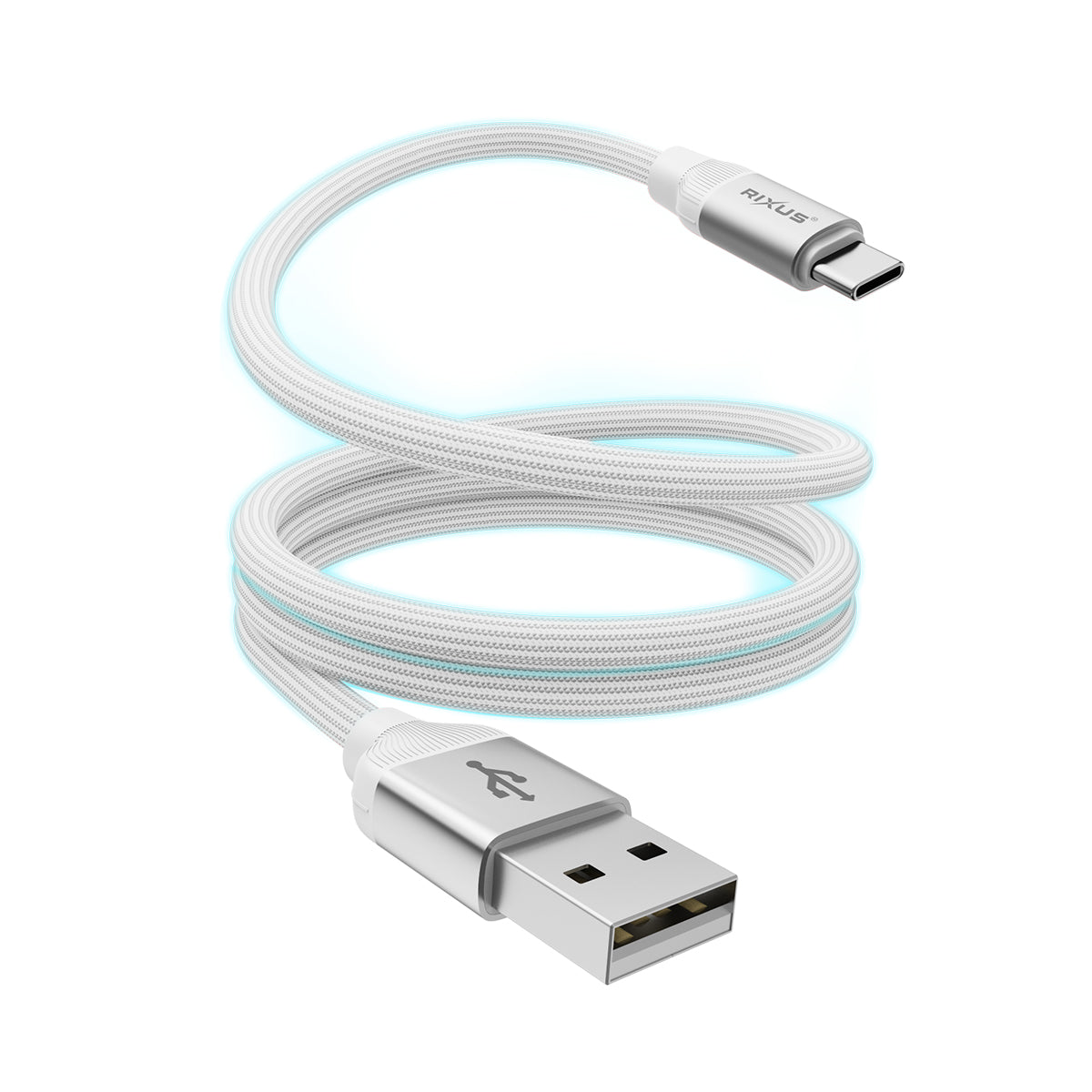 Rixus RXUC59AC Magnetic Charging Cord USB-A To USB-C 1m 15W White