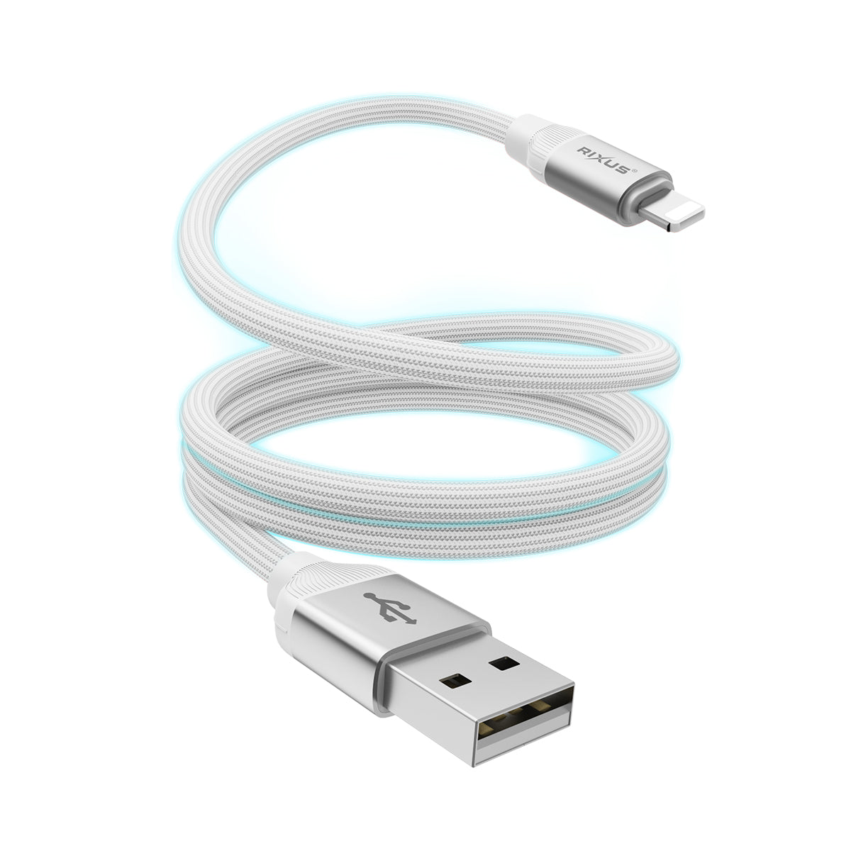 Rixus RXUC59AL Magnetic Charging Cord USB-A To Lightning 1m 10W White