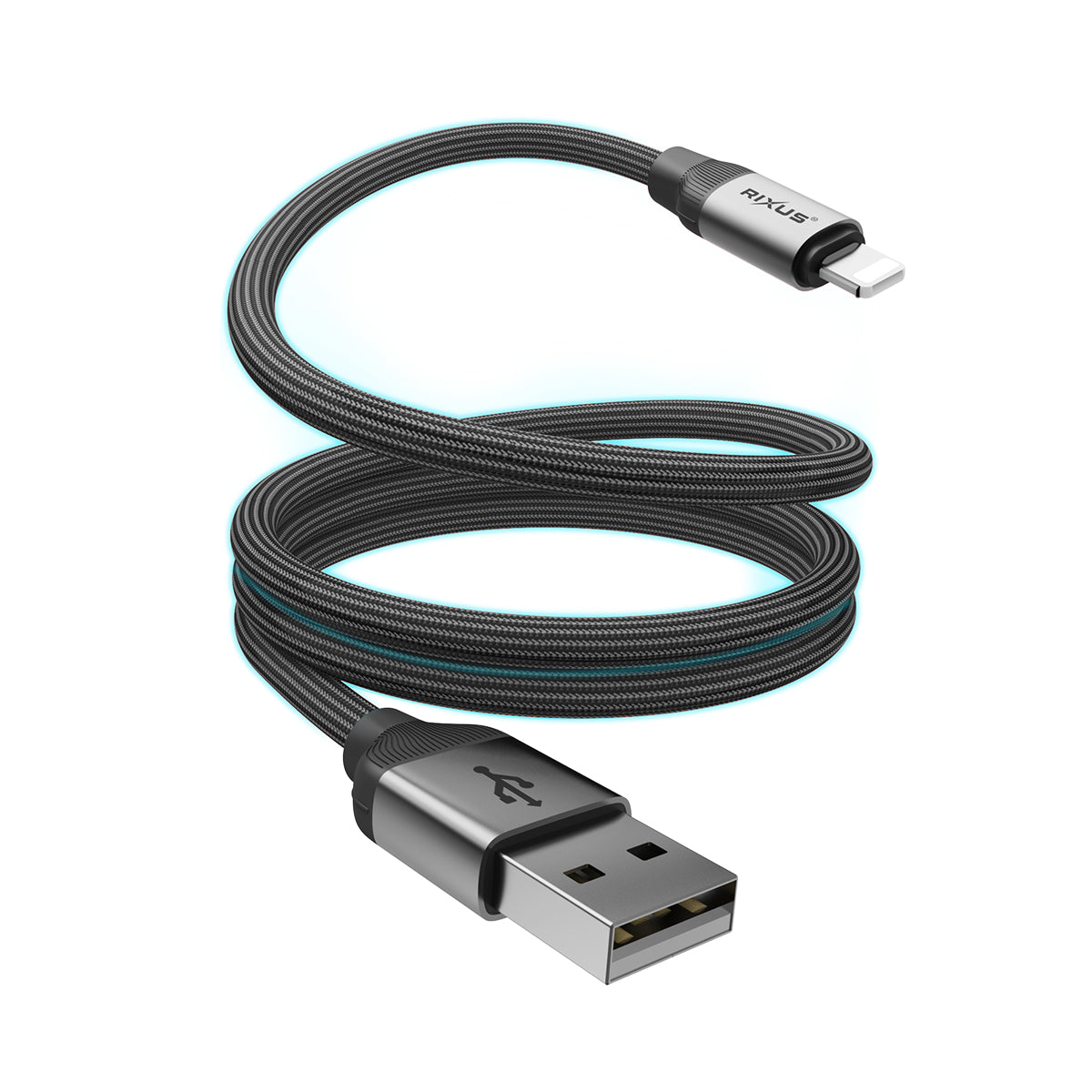 Rixus RXUC61AL Magnetic Charging Cord USB-A To Lightning 1m 10W Black