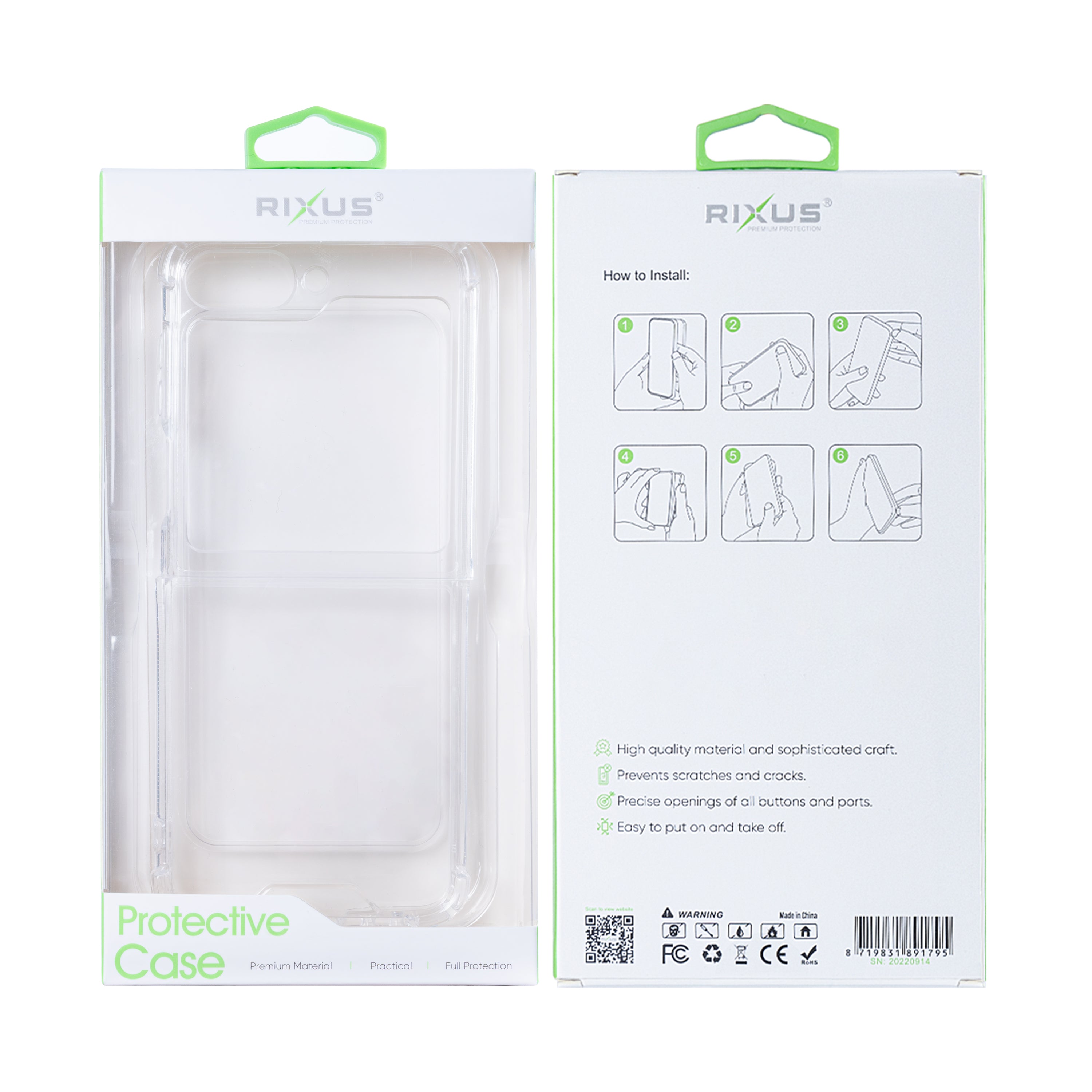 Rixus Anti-Burst Case For Samsung Galaxy Z Flip6 Clear