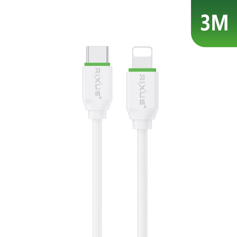 Rixus RX2017L Data Sync And Fast Charge Cable USB-C To Lightning 3m