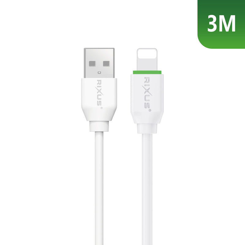 Rixus RX2017AL Data Sync And Fast Charge Cable USB To Lightning 3m