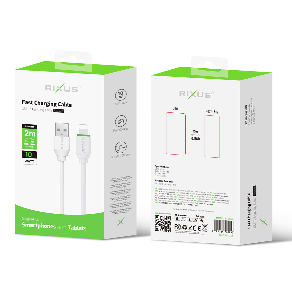 Rixus RXU82A Boost Data Cable USB To Lightning 2m