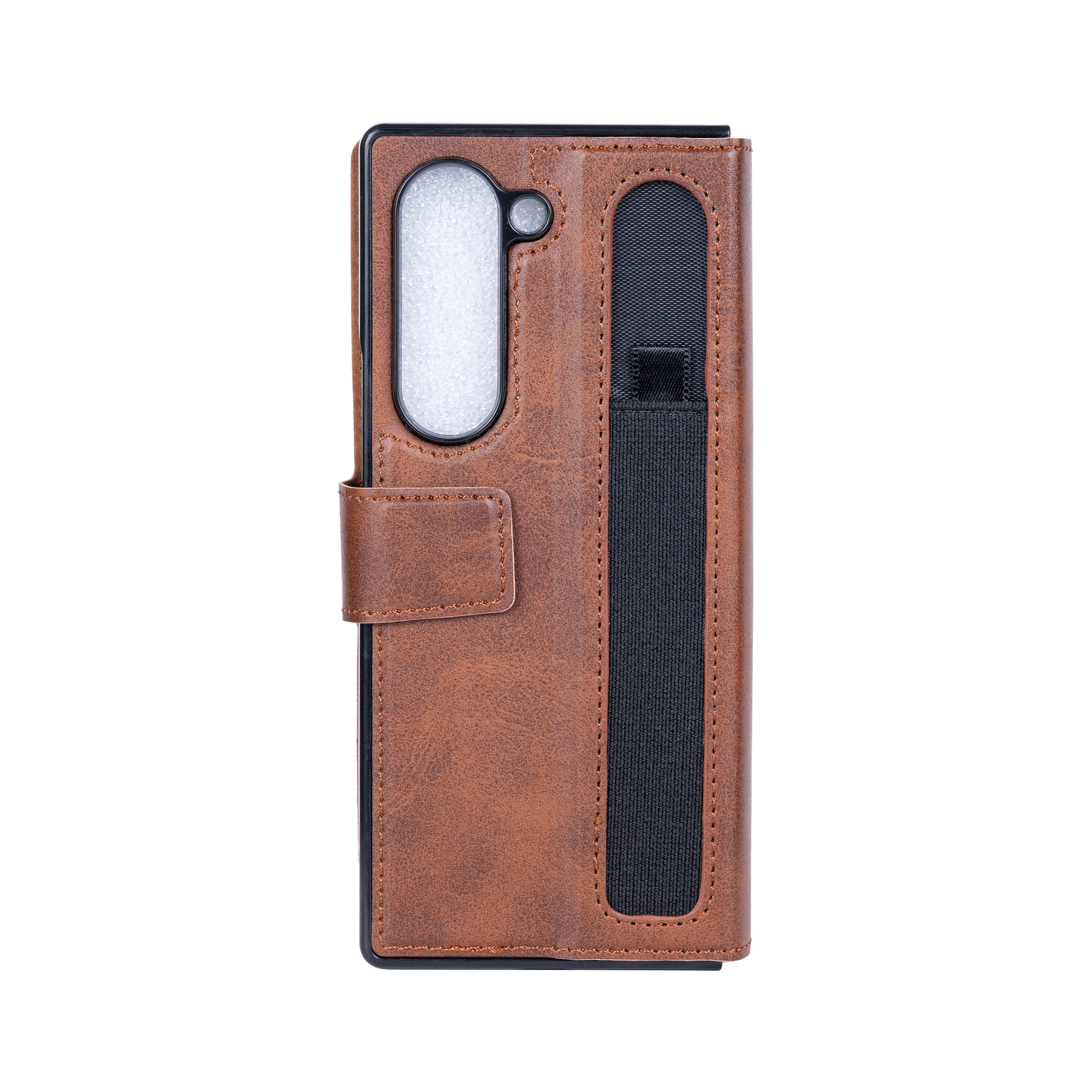 Rixus Wallet Case With Pen Holder For Samsung Galaxy Z Fold6 Brown