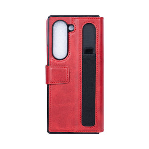 Rixus Wallet Case With Pen Holder For Samsung Galaxy Z Fold6 Red