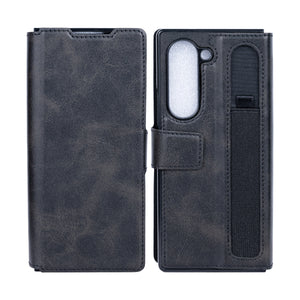 Rixus Wallet Case With Pen Holder For Samsung Galaxy Z Fold5 Black
