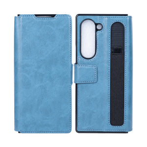 Rixus Wallet Case With Pen Holder For Samsung Galaxy Z Fold5 Sierra Blue