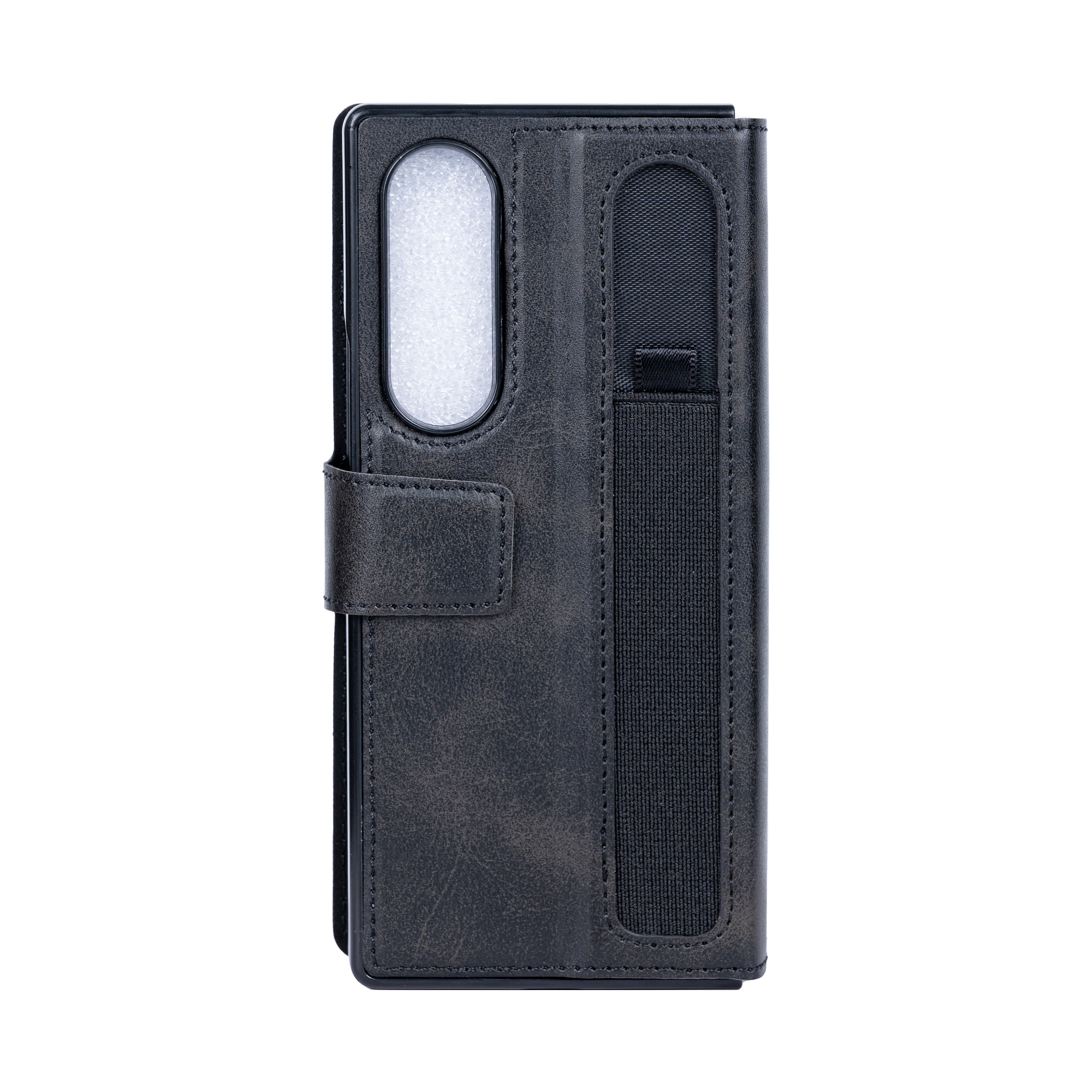 Rixus Wallet Case With Pen Holder For Samsung Galaxy Z Fold4 Black