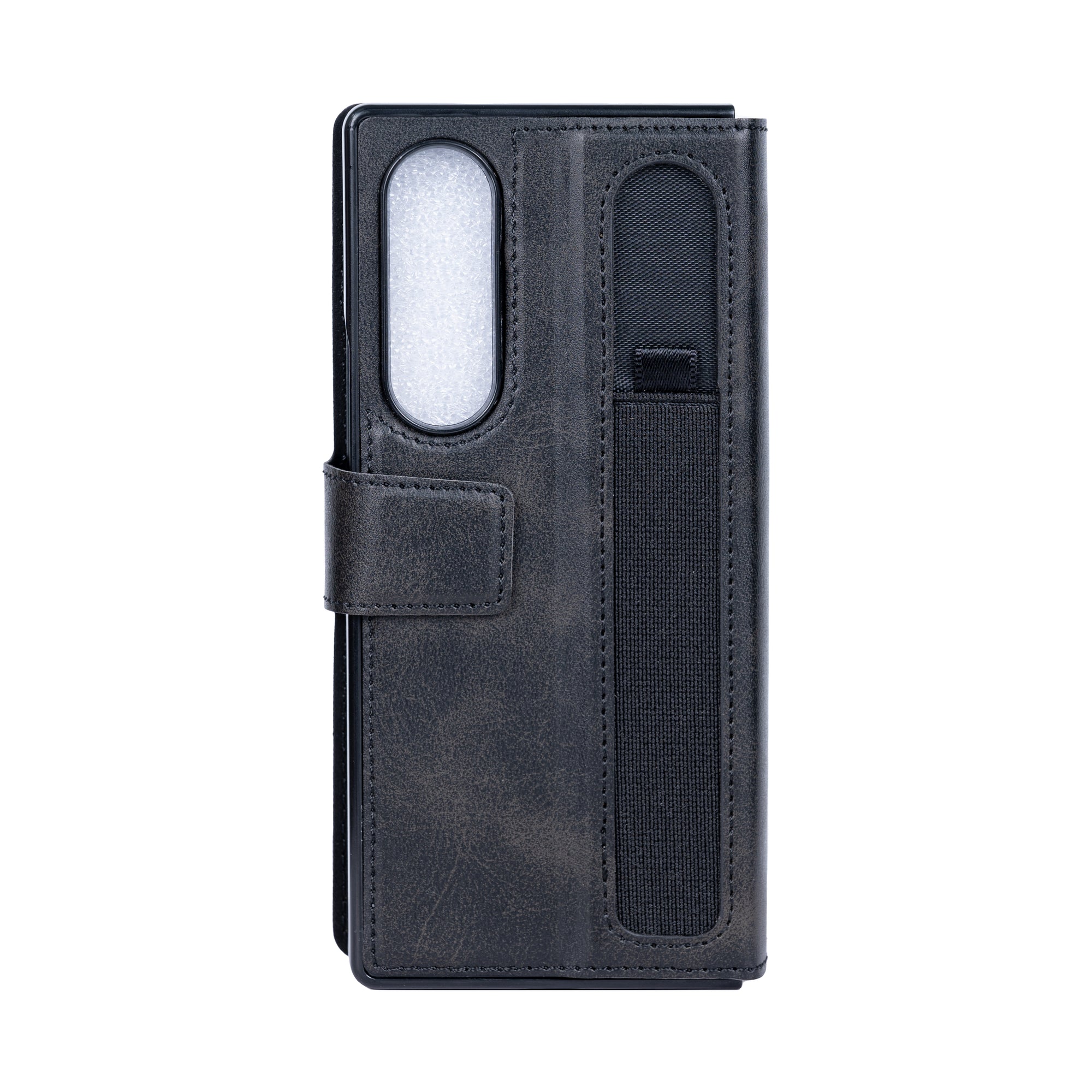Rixus Wallet Case With Pen Holder For Samsung Galaxy Z Fold4 Black