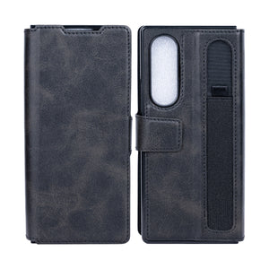 Rixus Wallet Case With Pen Holder For Samsung Galaxy Z Fold4 Black