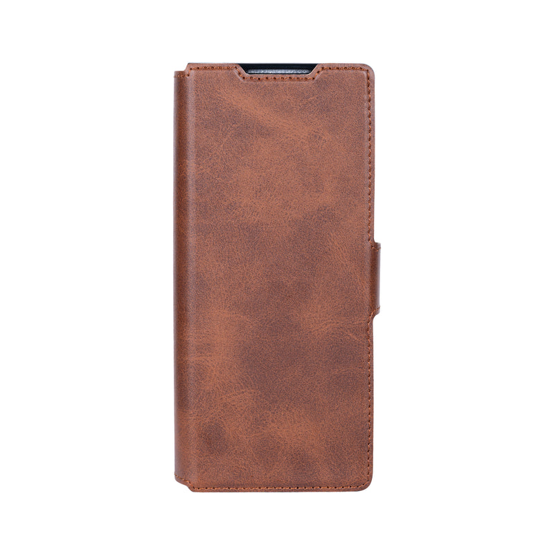 Rixus Wallet Case With Pen Holder For Samsung Galaxy Z Fold4 Brown