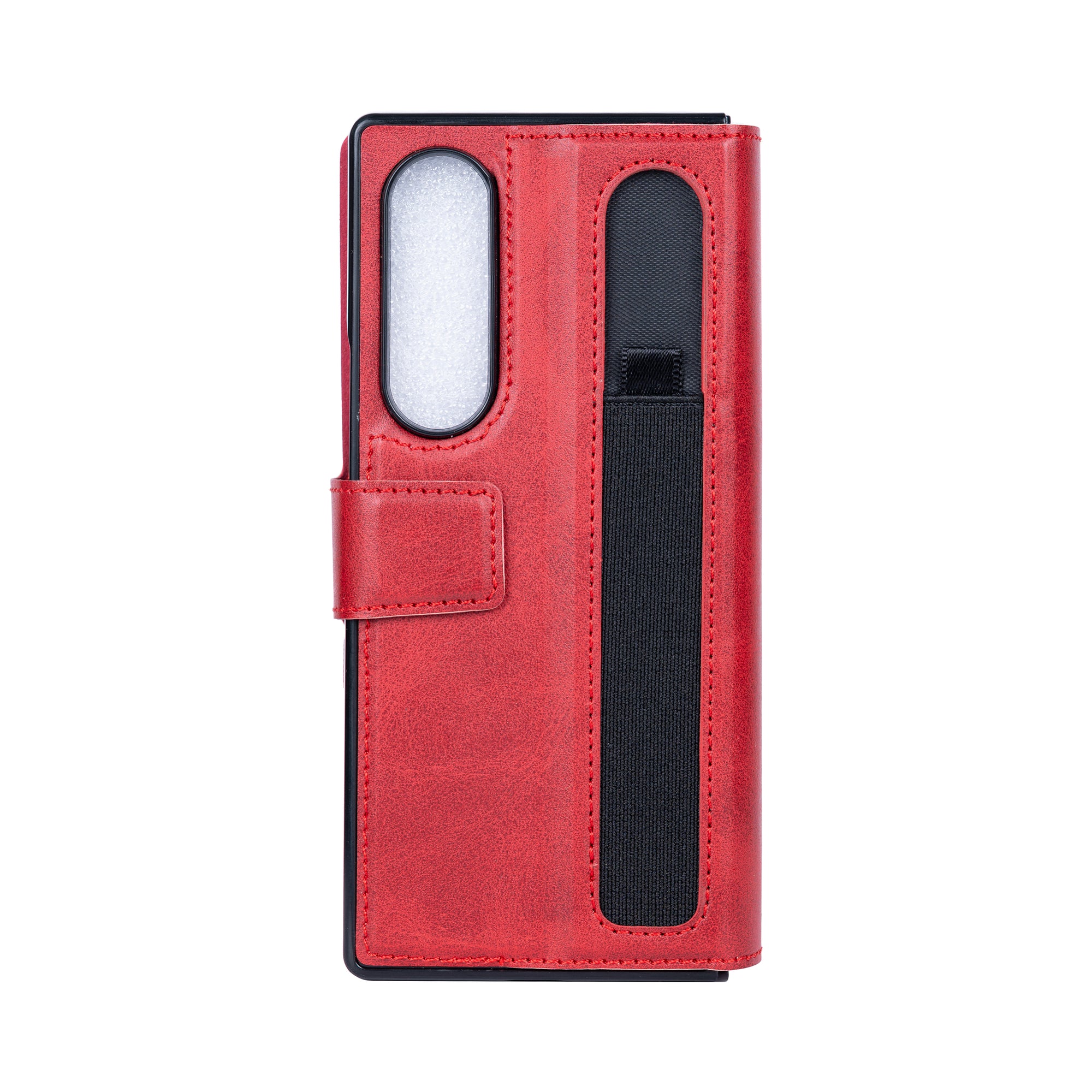 Rixus Wallet Case With Pen Holder For Samsung Galaxy Z Fold4 Red