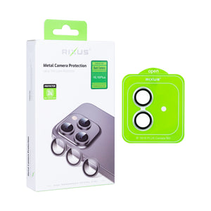 Rixus Metal Shield Camera Tempered Glass For Apple iPhone 16, 16 Plus, 17 Green