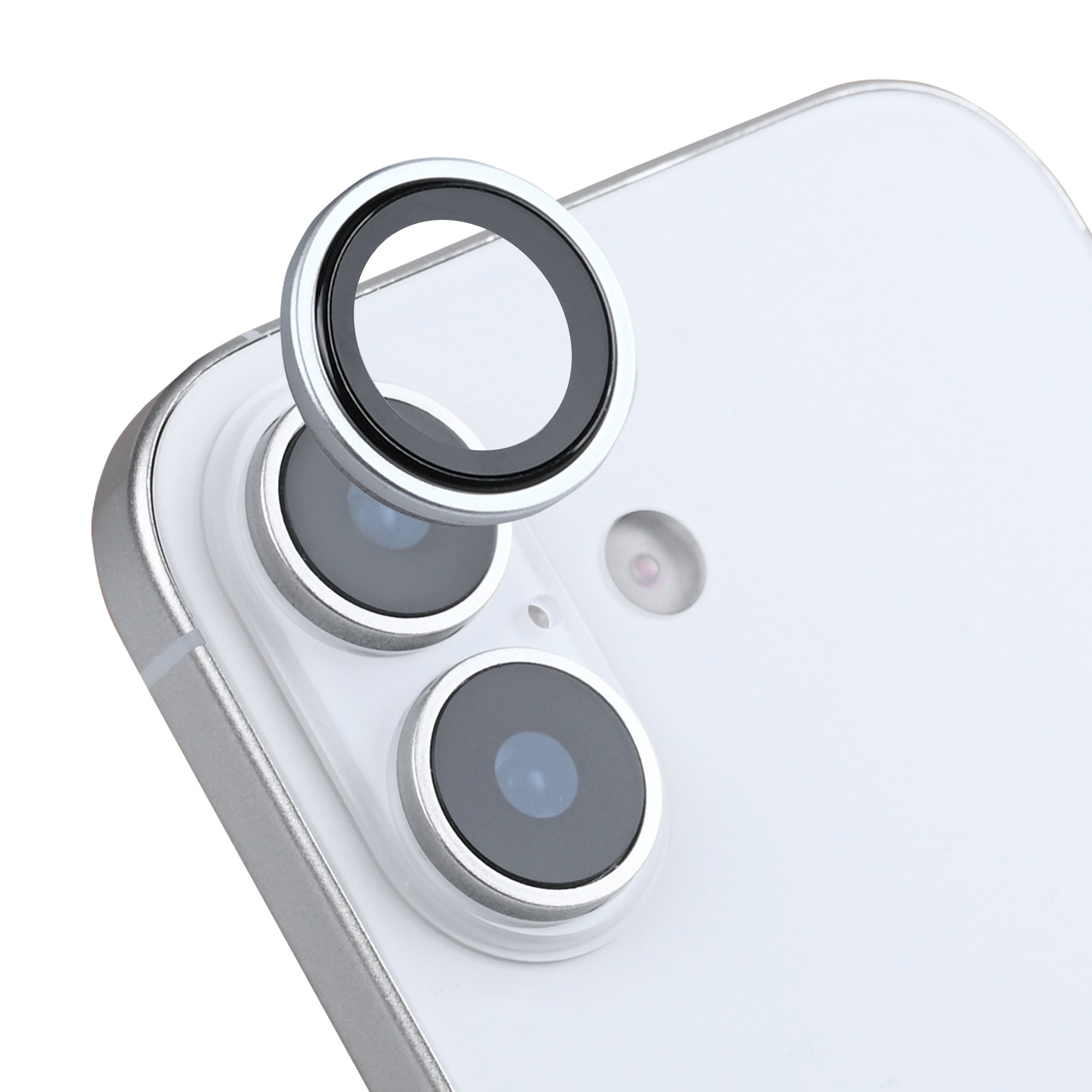 Rixus Metal Shield Camera Tempered Glass For Apple iPhone 16, 16 Plus, 17 Silver