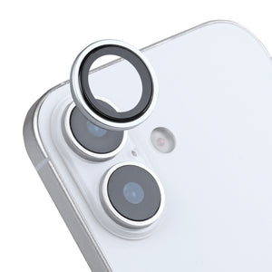 Rixus Metal Shield Camera Tempered Glass For Apple iPhone 16, 16 Plus, 17 Silver