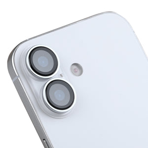 Rixus Metal Shield Camera Tempered Glass For Apple iPhone 16, 16 Plus, 17 Silver