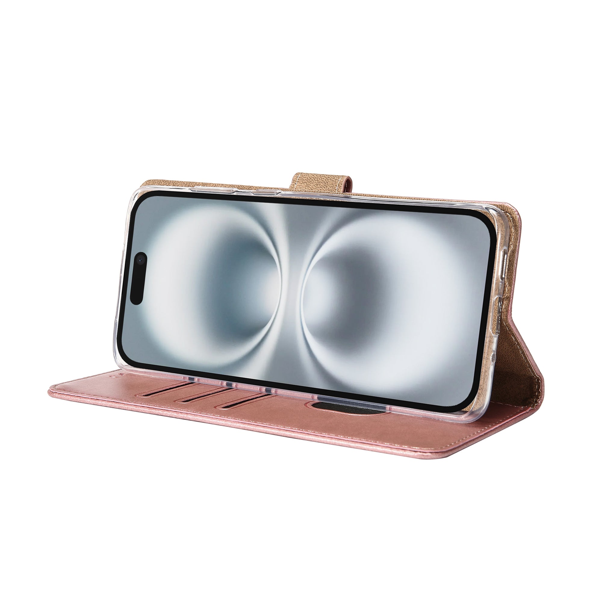 Rixus Bookcase For Apple iPhone 16 Pink