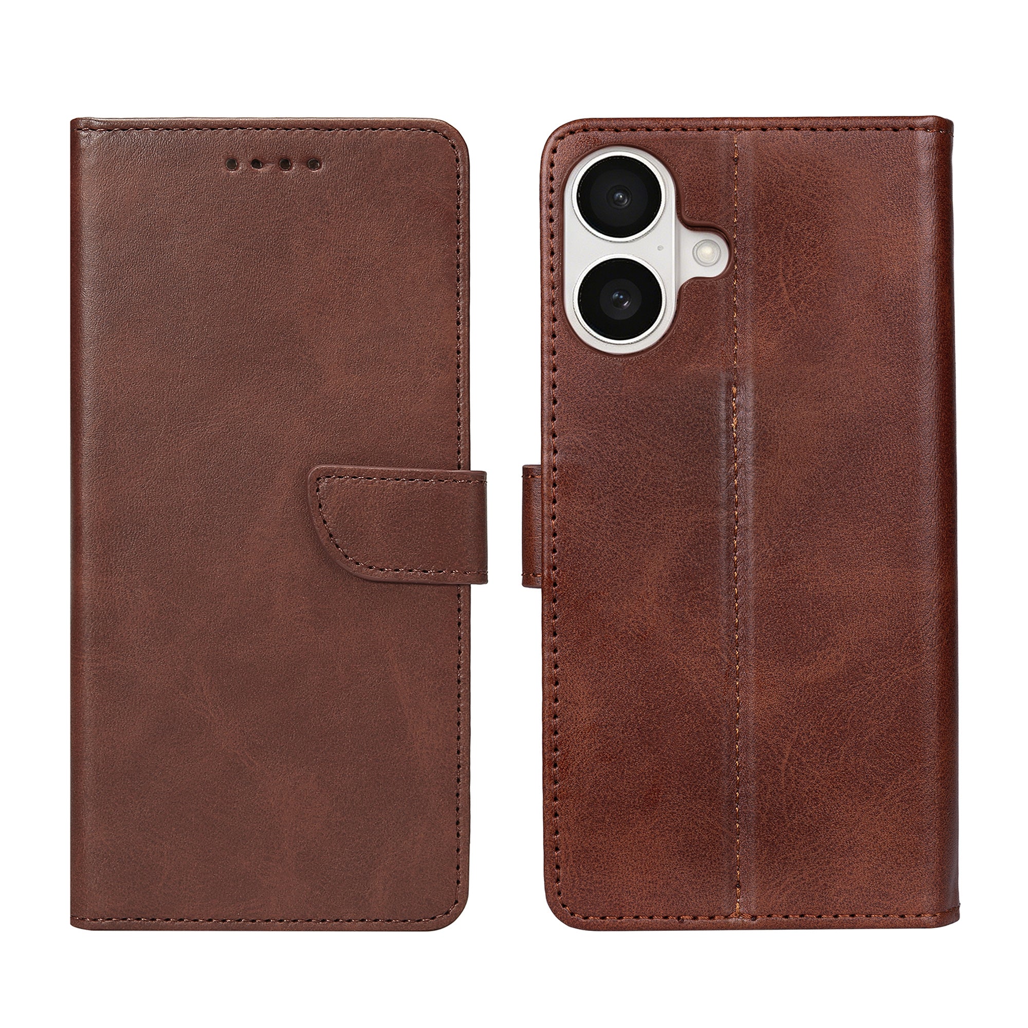 Rixus Bookcase For Apple iPhone 16 Brown