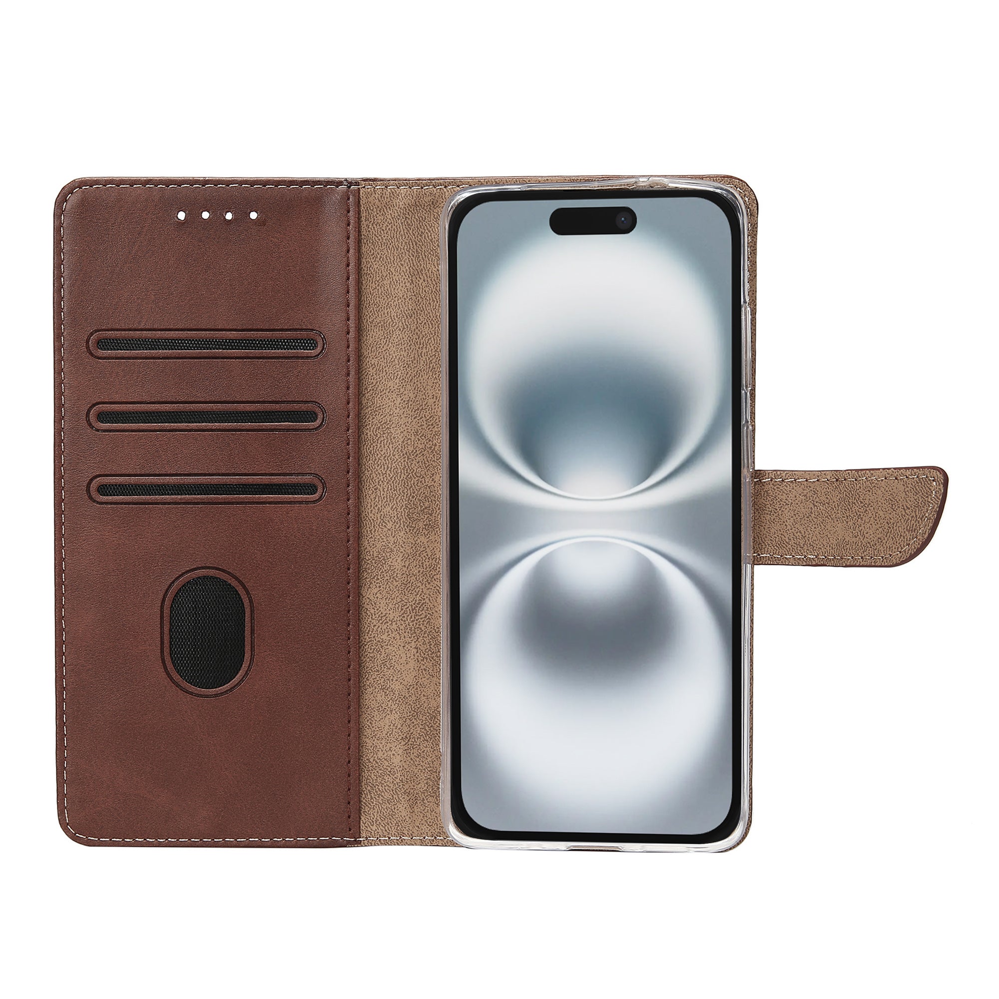 Rixus Bookcase For Apple iPhone 16 Brown