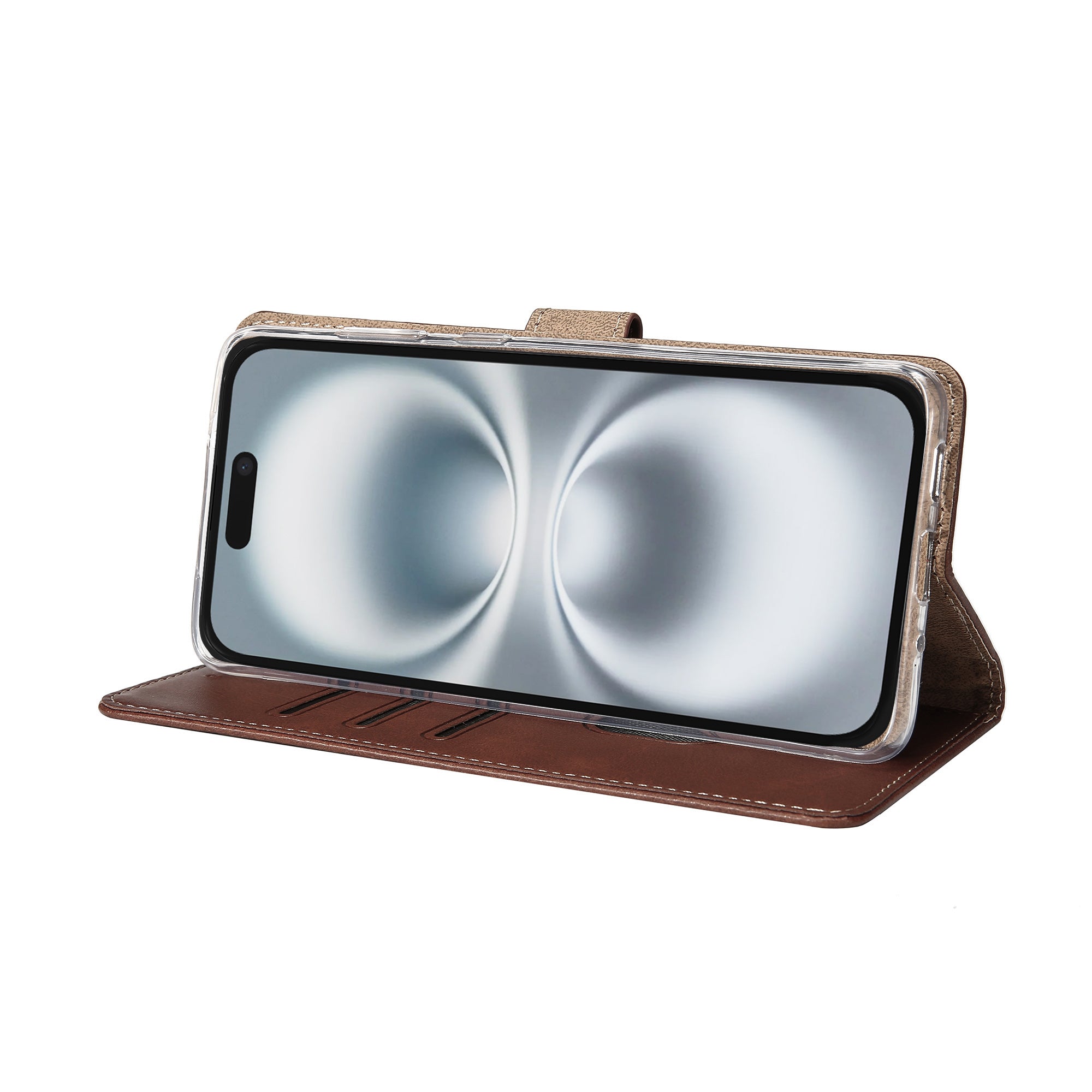 Rixus Bookcase For Apple iPhone 16 Brown