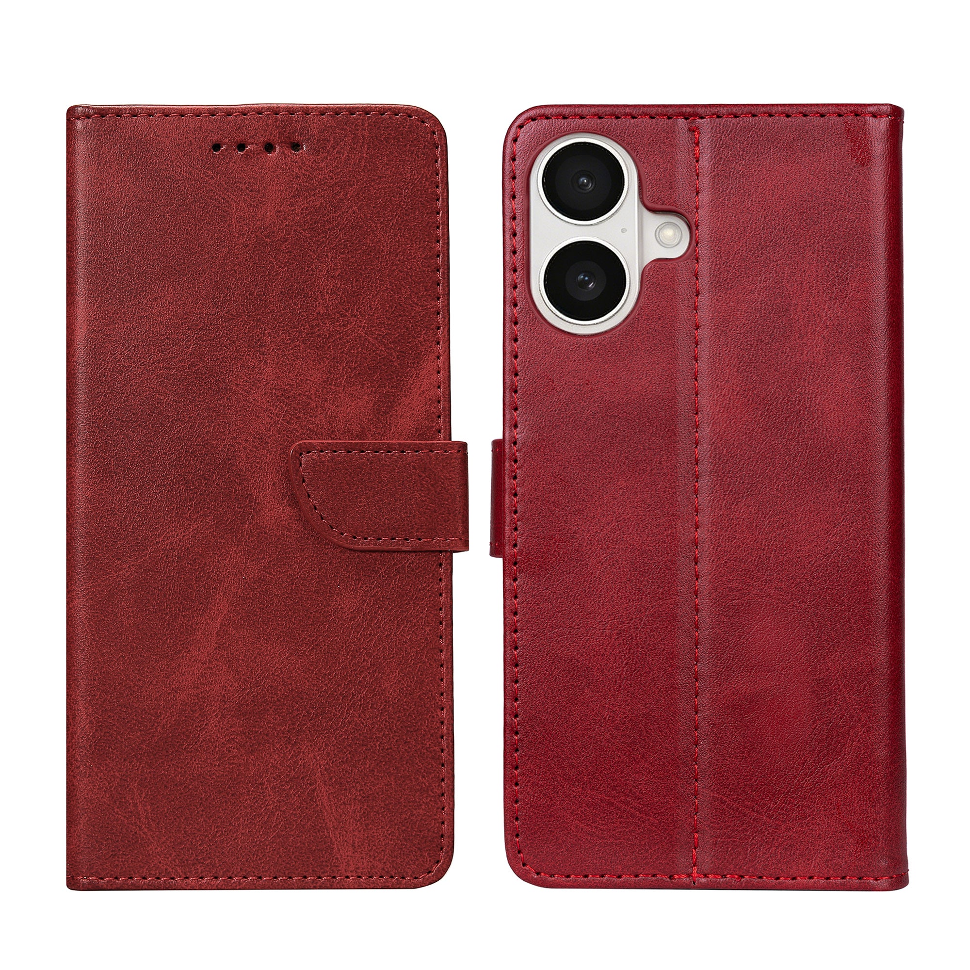 Rixus Bookcase For Apple iPhone 16 Dark Red