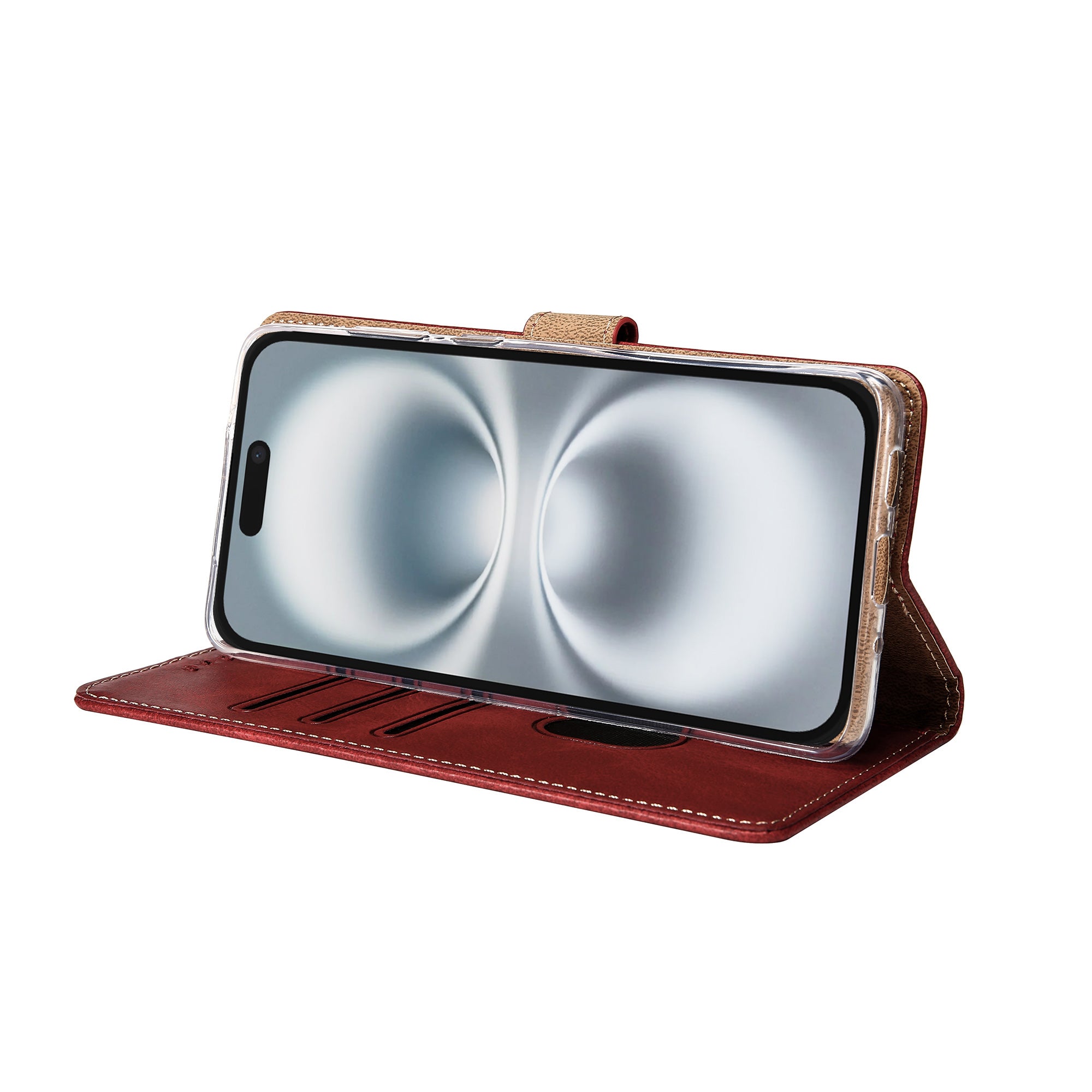 Rixus Bookcase For Apple iPhone 16 Dark Red