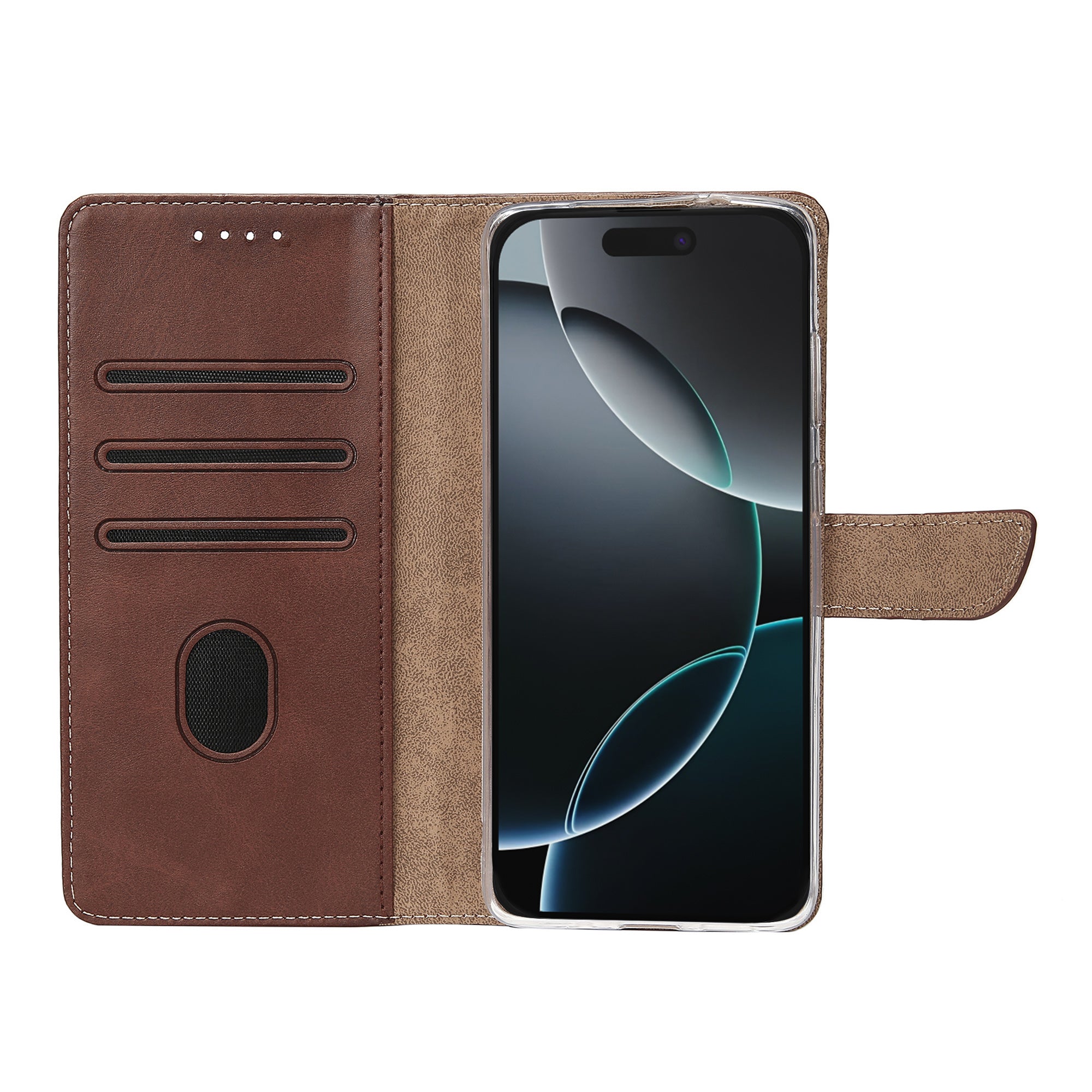 Rixus Bookcase For Apple iPhone 16 Pro Brown