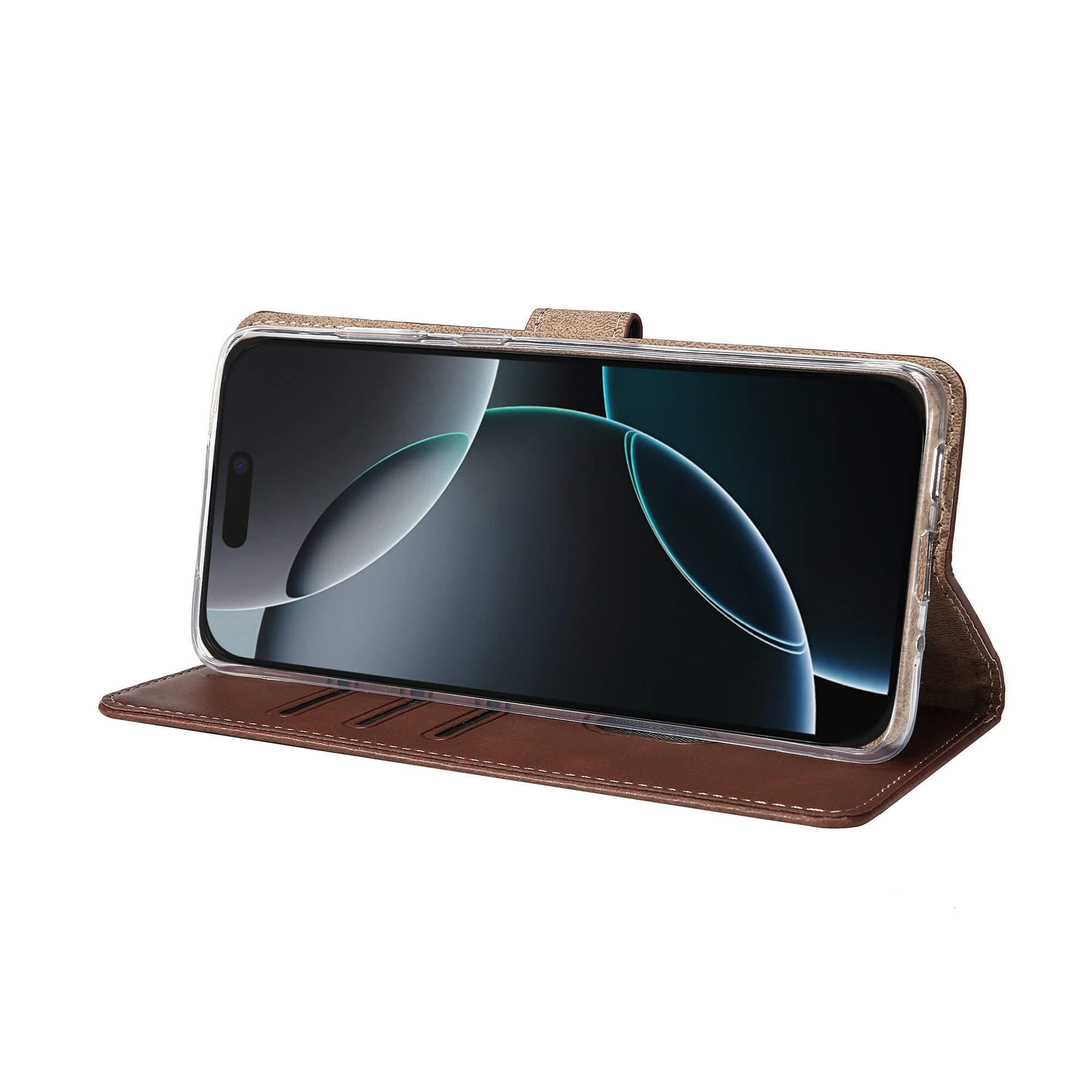 Rixus Bookcase For Apple iPhone 16 Pro Brown