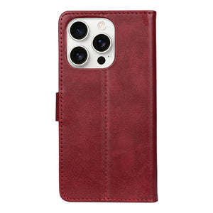 Rixus Bookcase For Apple iPhone 16 Pro Dark Red