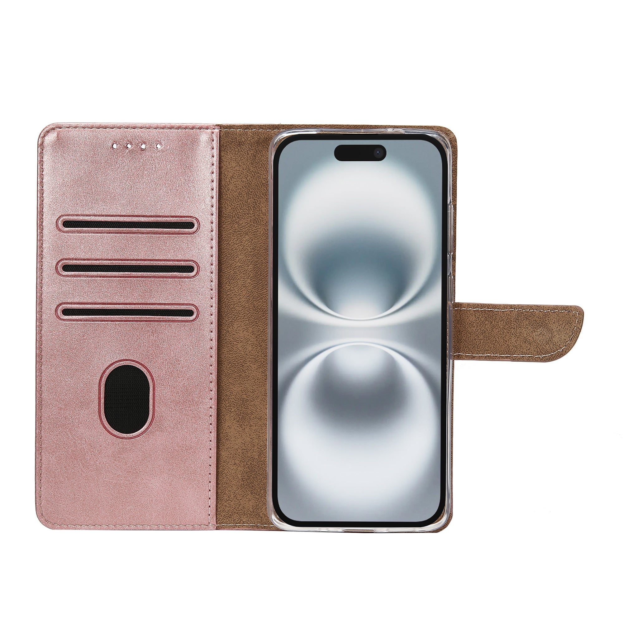 Rixus Bookcase For Apple iPhone 16 Plus Pink