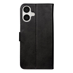 Rixus Bookcase For Apple iPhone 16 Plus Black