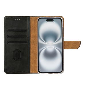 Rixus Bookcase For Apple iPhone 16 Plus Black