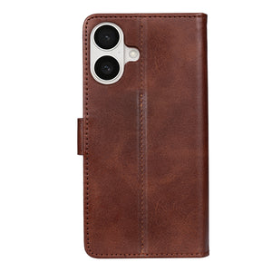 Rixus Bookcase For Apple iPhone 16 Plus Brown