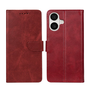Rixus Bookcase For Apple iPhone 16 Plus Dark Red