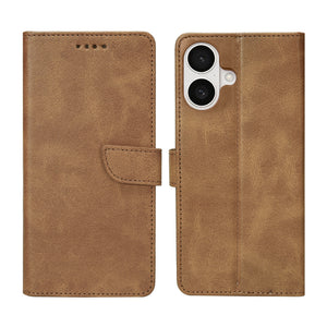 Rixus Bookcase For Apple iPhone 16 Plus Light Brown