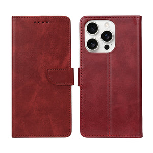 Rixus Bookcase For Apple iPhone 16 Pro Max Dark Red