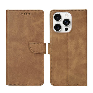Rixus Bookcase For Apple iPhone 16 Pro Max Light Brown