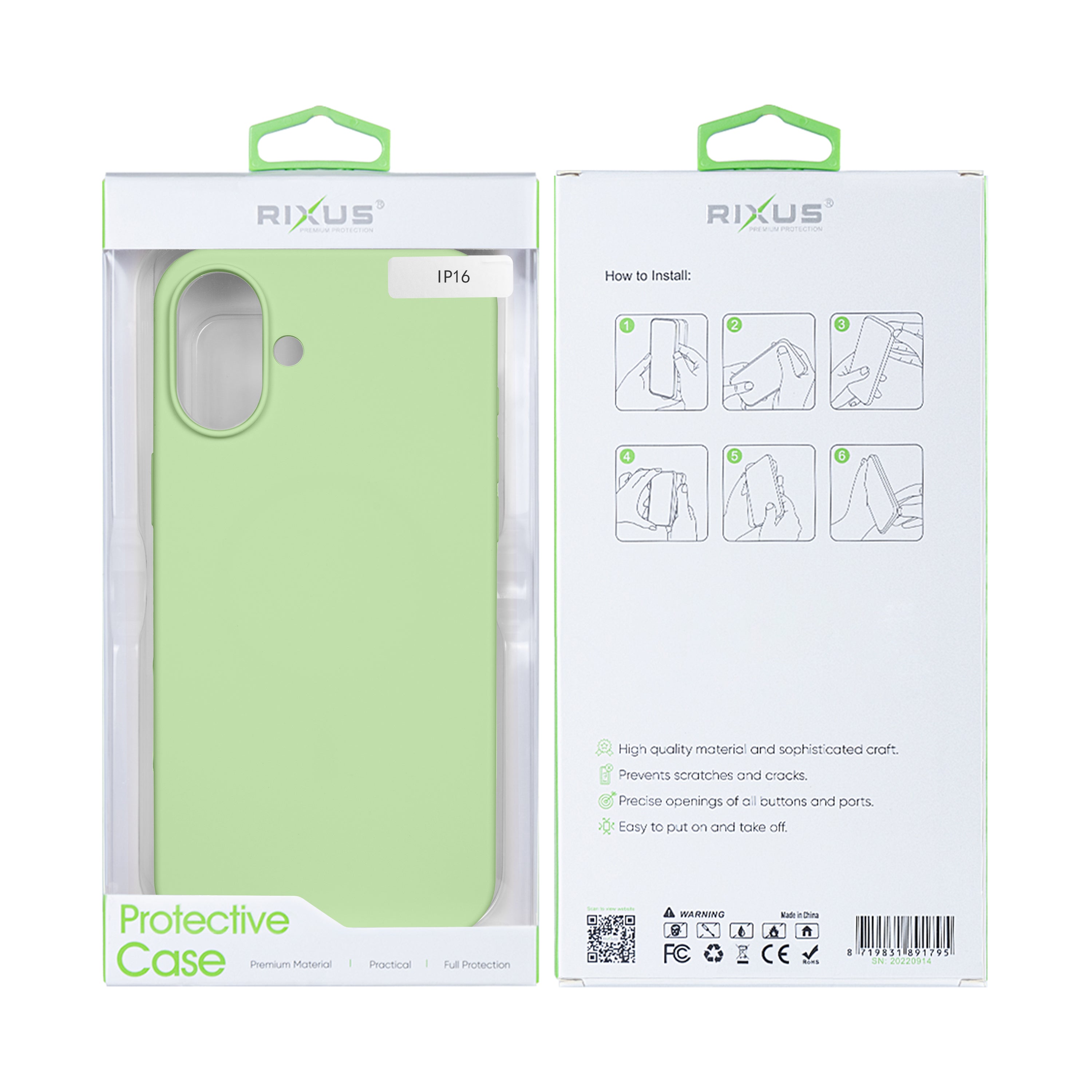 Rixus Soft TPU Phone Case For Apple iPhone 16 Matcha