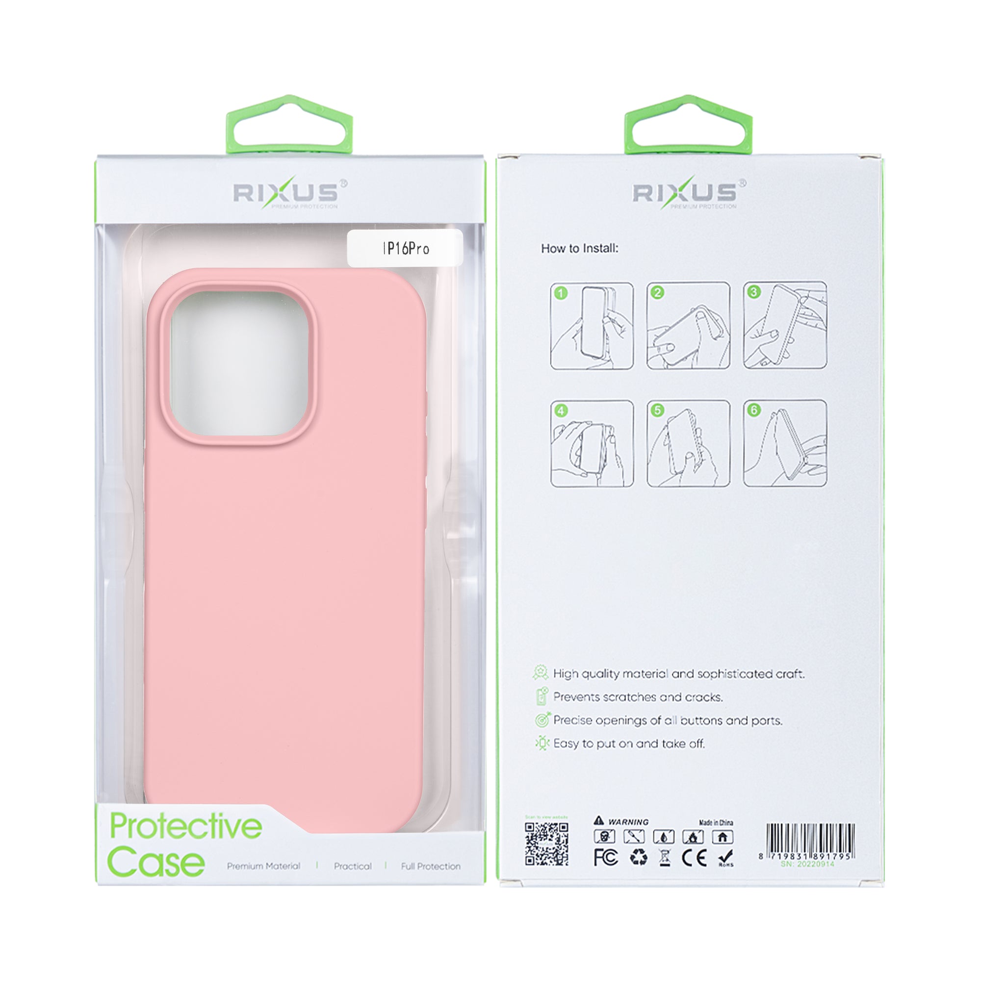 Rixus Soft TPU Phone Case For Apple iPhone 16 Pro Pink