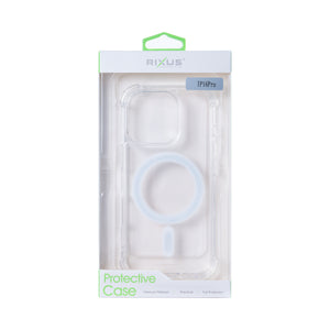 Rixus Anti-Burst Case With MagSafe Compatible For Apple iPhone 16 Pro Transparent