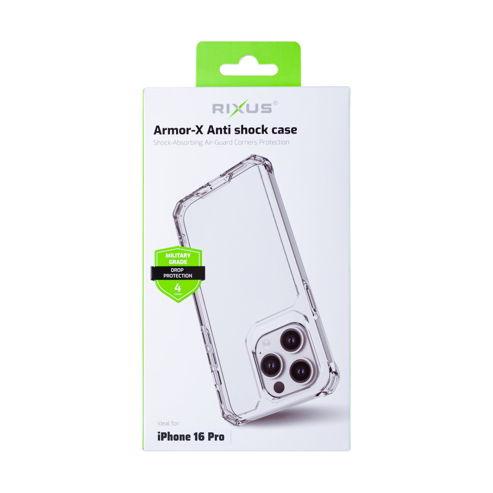 Rixus Armor-X Anti Shock Case For Apple iPhone 16 Pro Transparent