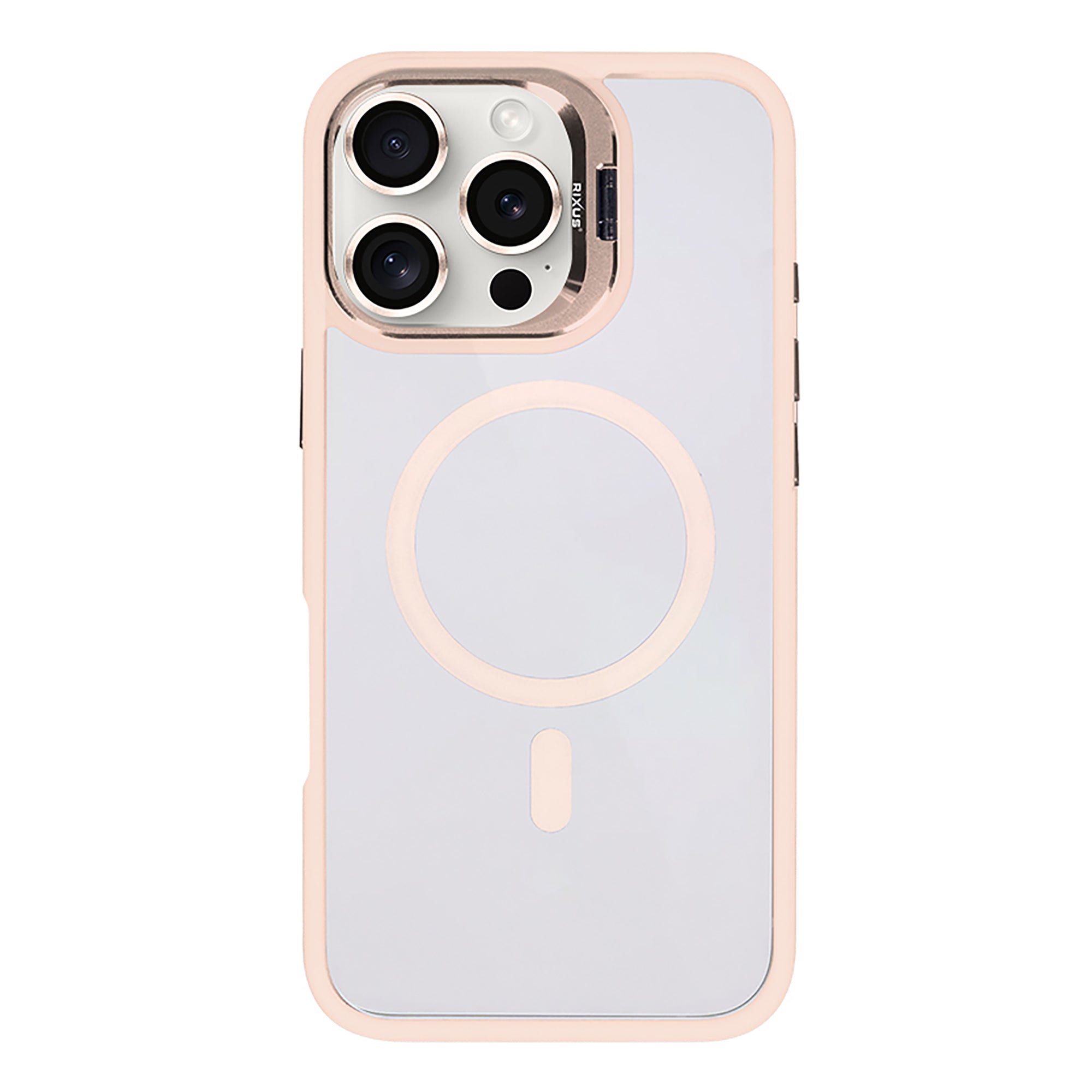 Rixus Classic 03 Case With MagSafe Compatible For Apple iPhone 16 Pro Light Pink