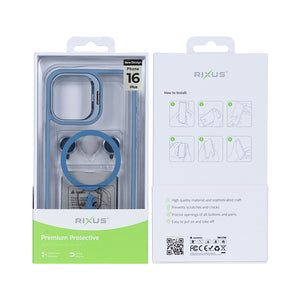 Rixus Classic 03 Case With MagSafe Compatible For Apple iPhone 16 Plus Light Blue