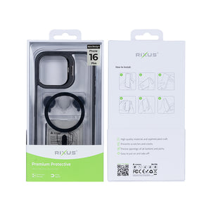 Rixus Classic 03 Case With MagSafe Compatible For Apple iPhone 16 Plus Black