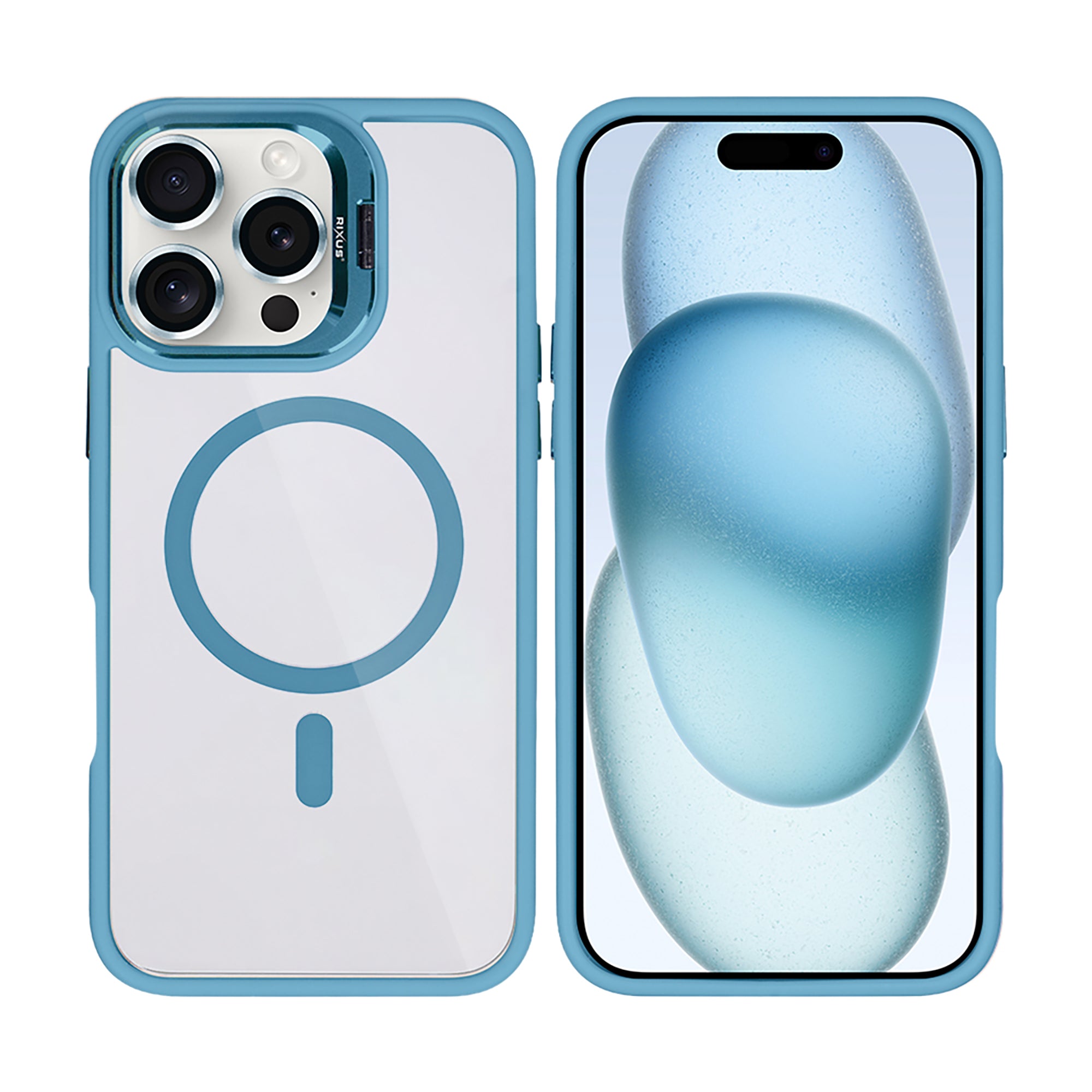 Rixus Classic 03 Case With MagSafe Compatible For Apple iPhone 16 Pro Max Light Blue